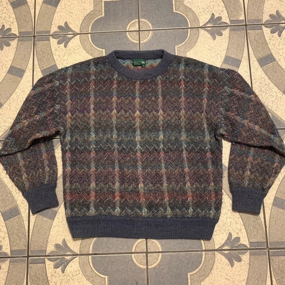Vintage Multicolored Acrylic Knit Crewneck Sweater